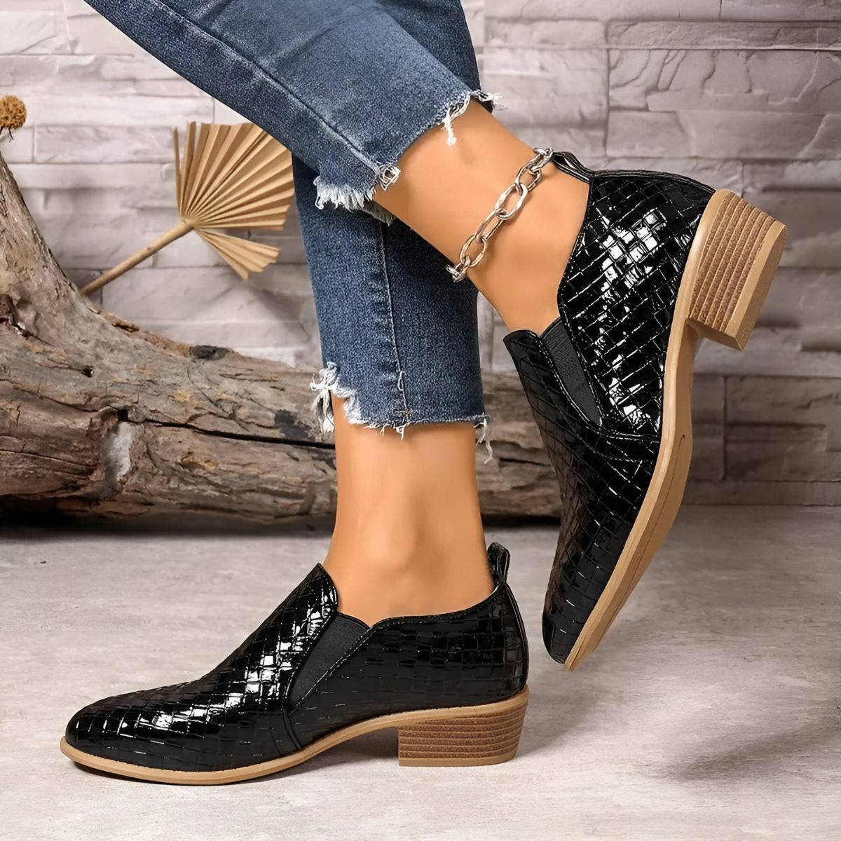 Chaussures oxford femme à talon bloc, à enfiler, du 35 au 43