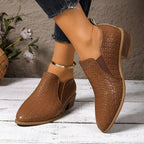 Chaussures oxford femme à talon bloc, à enfiler, du 35 au 43, marron