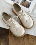 Chaussures Oxford femme rétro, coutures classiques, quatre coloris, ivoire