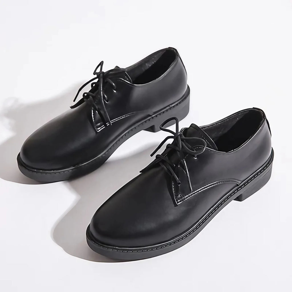 Chaussures Oxford femme rétro, coutures classiques, quatre coloris, noir
