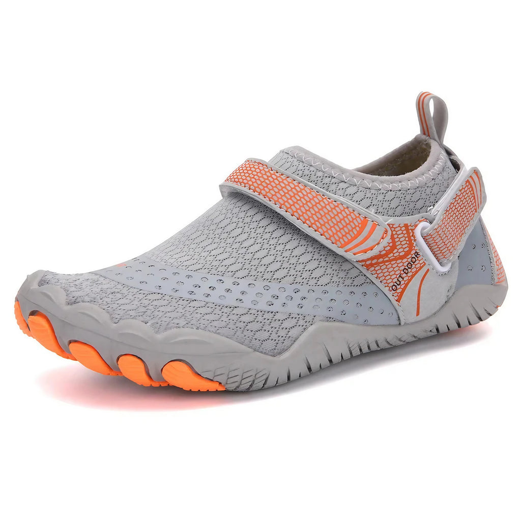 Chaussures aquatiques pieds nus femme et enfant, séchage rapide, gris