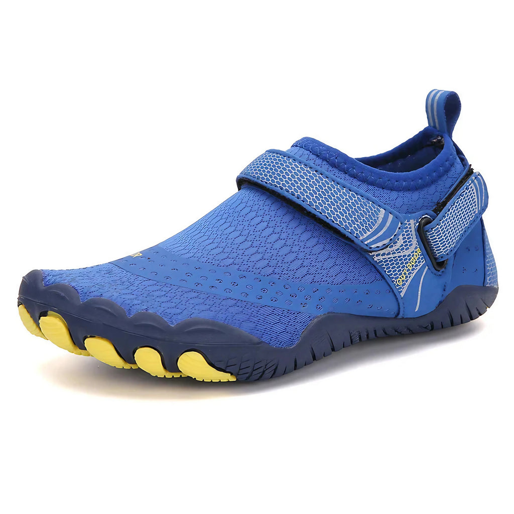 Chaussures aquatiques pieds nus femme et enfant, séchage rapide, bleu