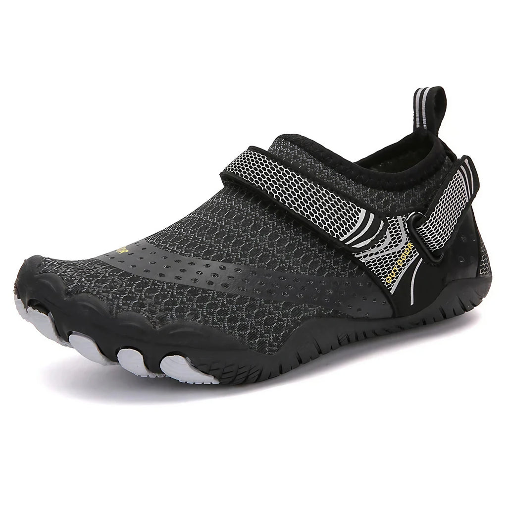 Chaussures aquatiques pieds nus femme et enfant, séchage rapide, noir