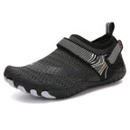 Chaussures aquatiques pieds nus femme et enfant, séchage rapide, noir