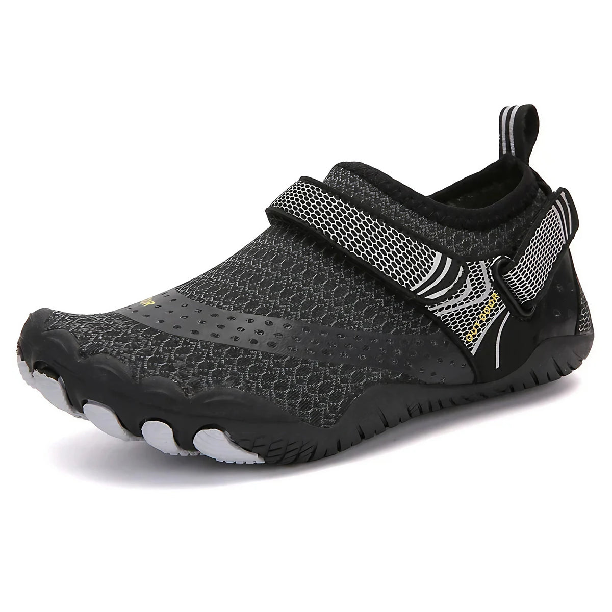 Chaussures aquatiques pieds nus femme et enfant, séchage rapide, noir