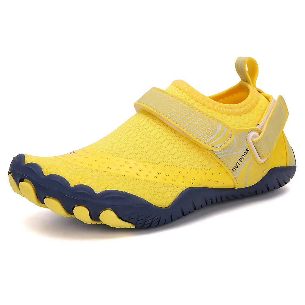 Chaussures aquatiques pieds nus femme et enfant, séchage rapide, jaune