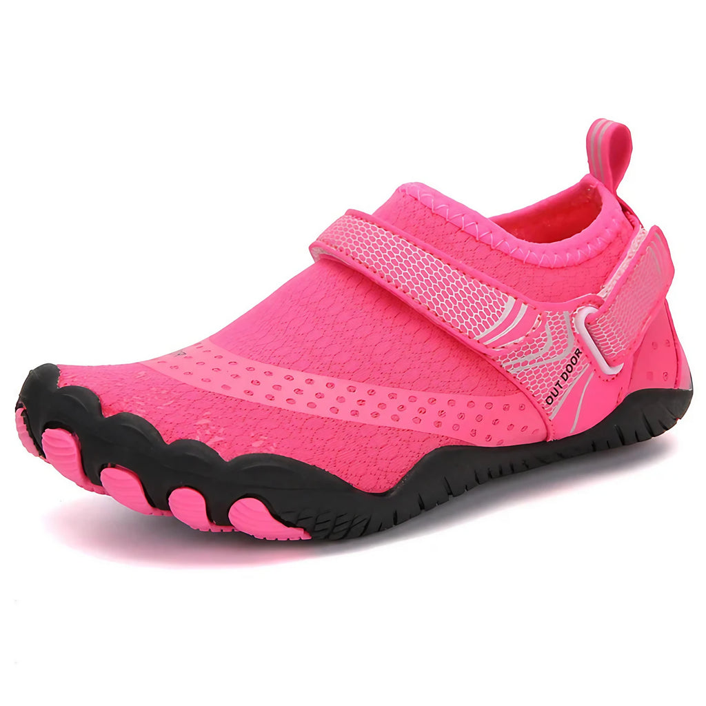 Chaussures aquatiques pieds nus femme et enfant, séchage rapide, rose