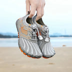 Chaussures pieds nus enfant, semelle souple antidérapante, gris