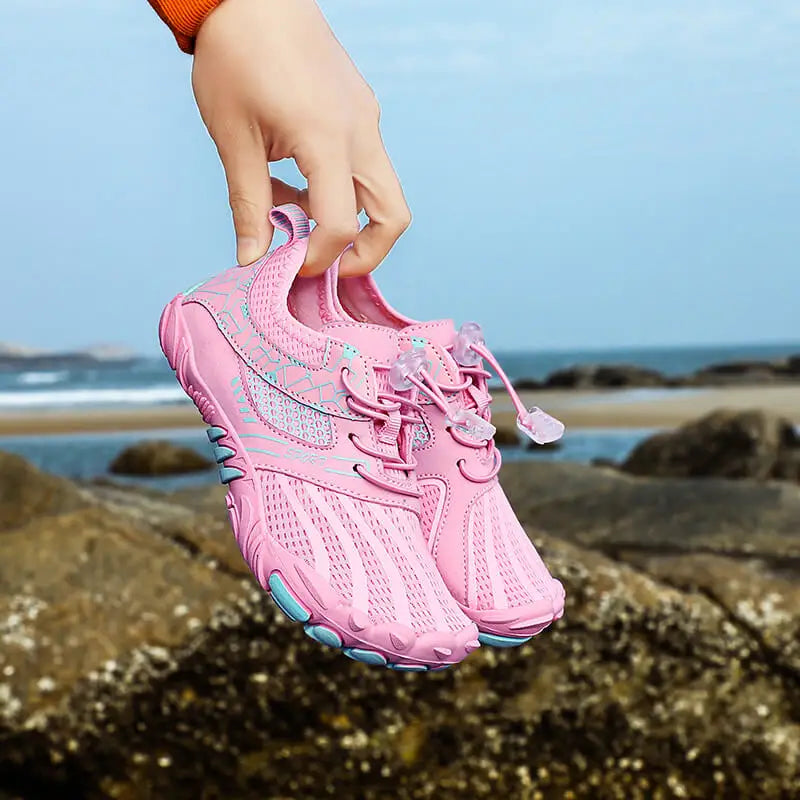 Chaussures pieds nus enfant, semelle souple antidérapante, rose