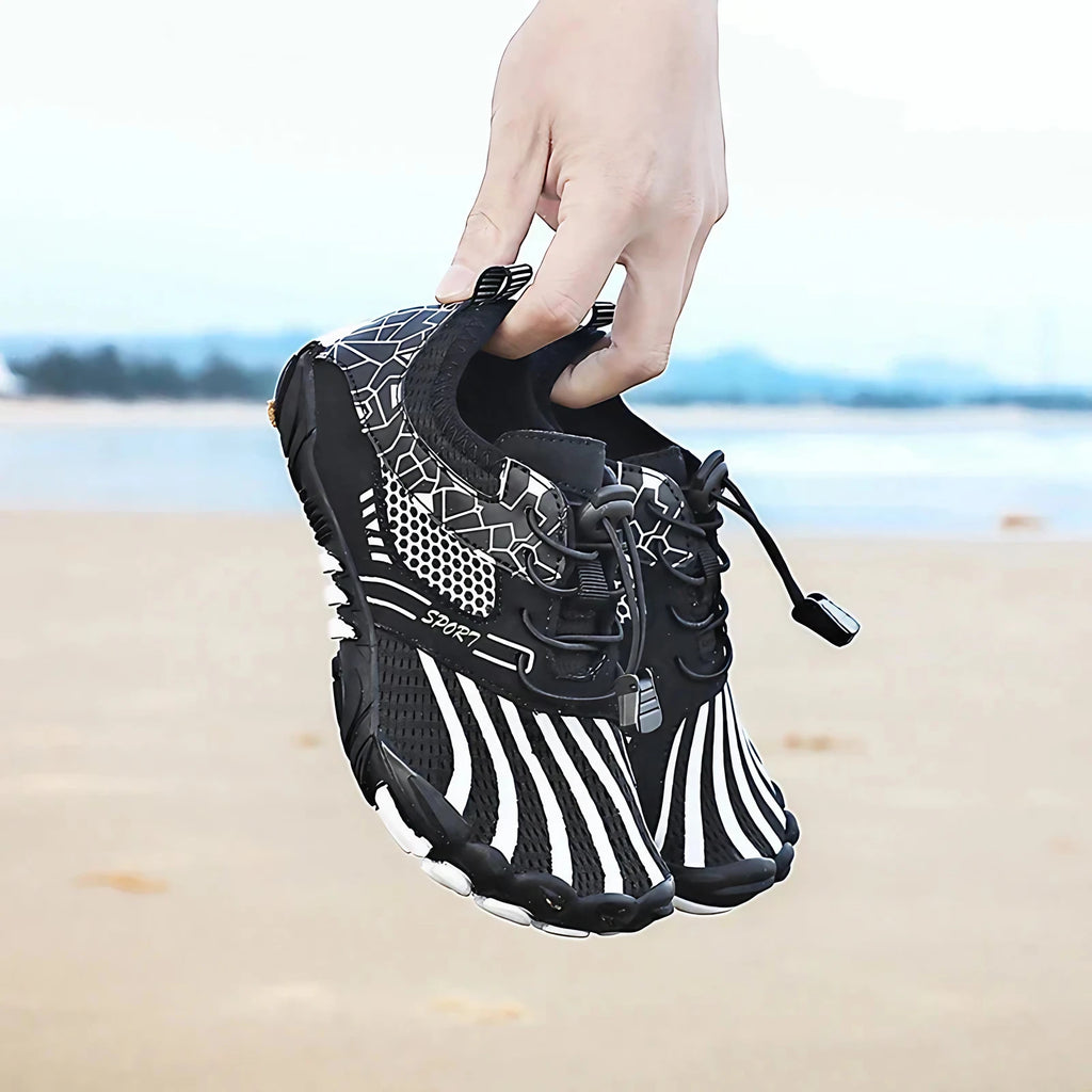 Chaussures pieds nus enfant, semelle souple antidérapante, noir