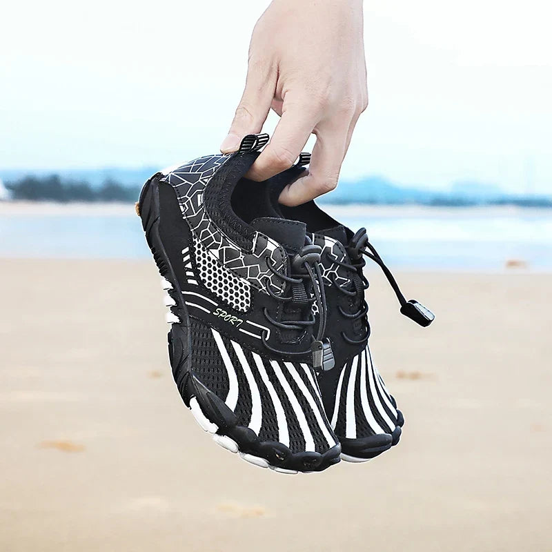 Chaussures pieds nus enfant, semelle souple antidérapante, noir