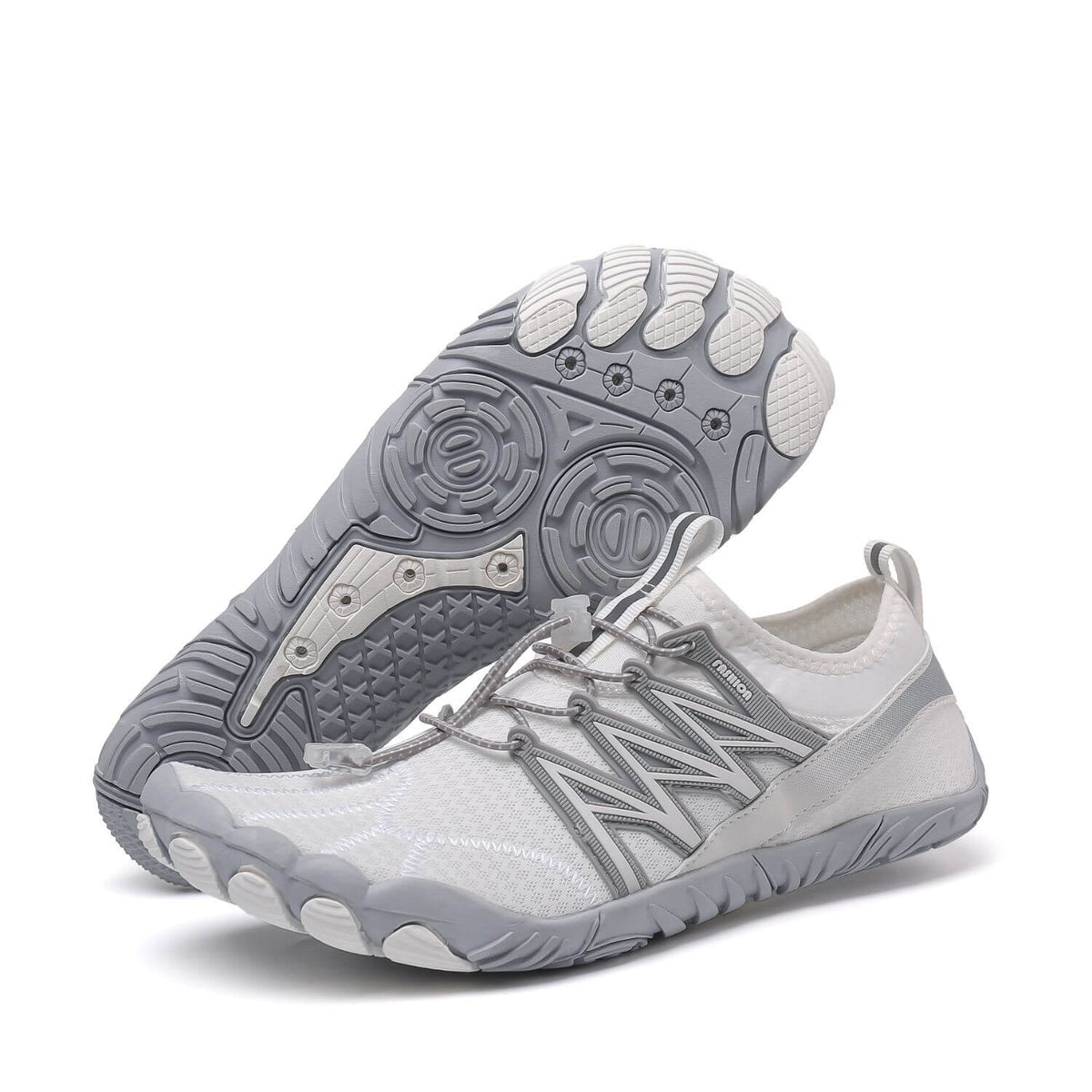 Chaussures pieds nus mixtes, semelle flexible et avant large, blanc