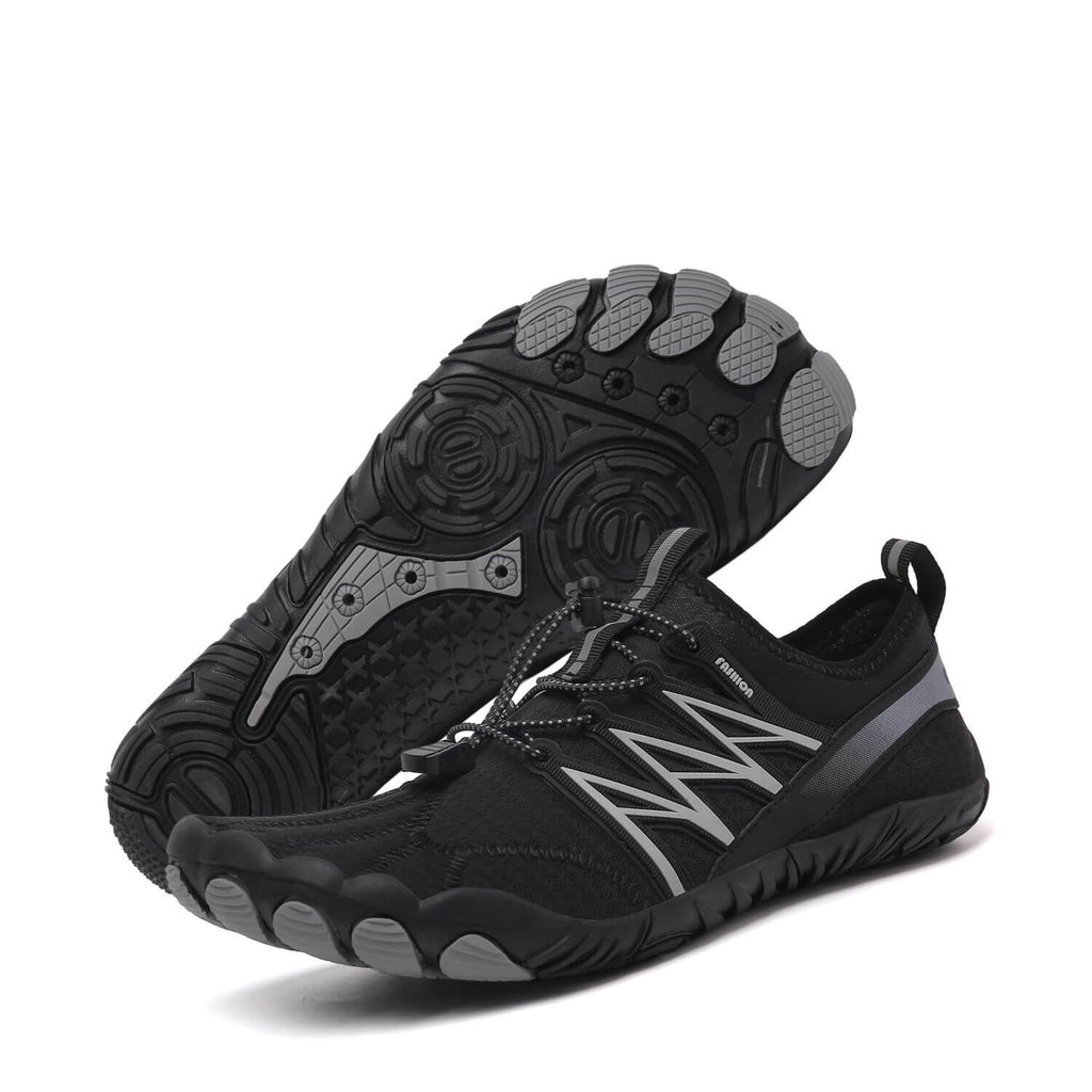 Chaussures pieds nus mixtes, semelle flexible et avant large, noir