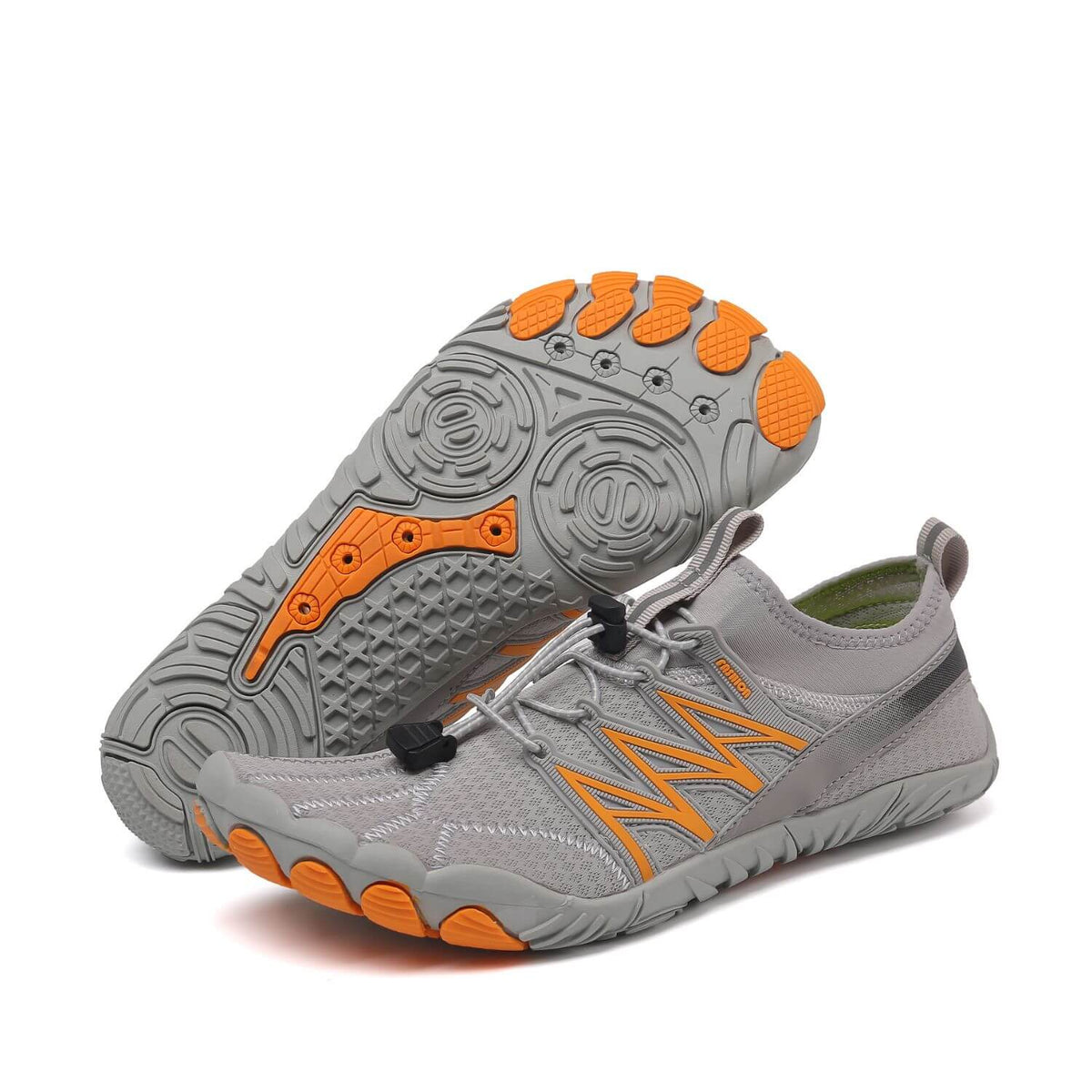 Chaussures pieds nus mixtes, semelle flexible et avant large, gris