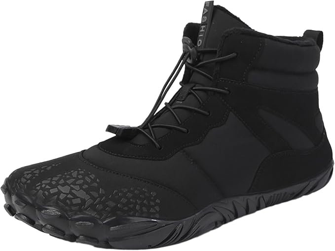 Chaussures pieds nus d'hiver mixtes, semelles de rechange incluses, noir