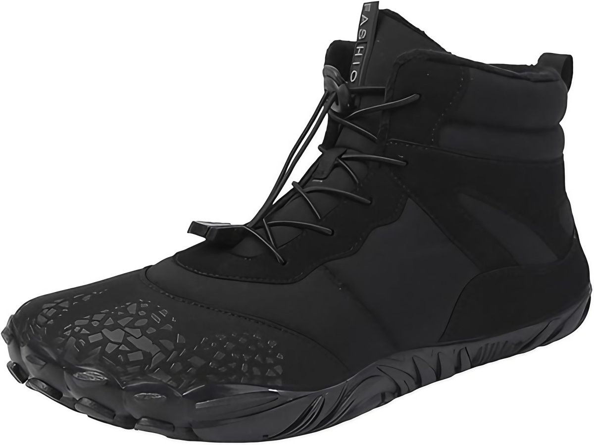 Chaussures pieds nus d'hiver mixtes, semelles de rechange incluses, noir