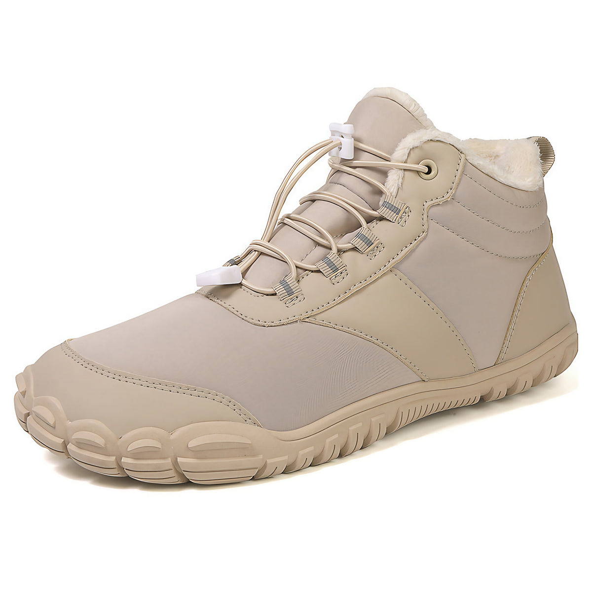 Chaussures pieds nus d'hiver imperméables et fourrées, mixtes, beige