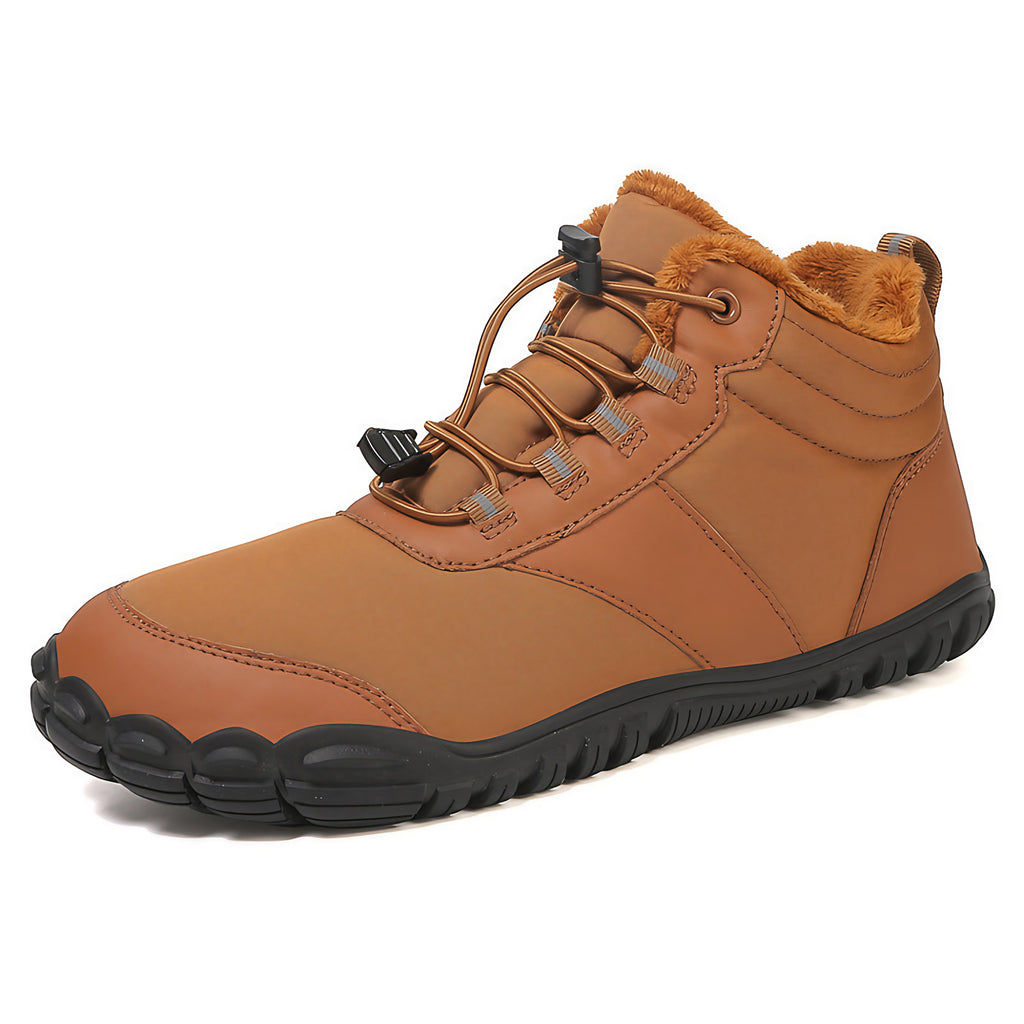 Chaussures pieds nus d'hiver imperméables et fourrées, mixtes, marron