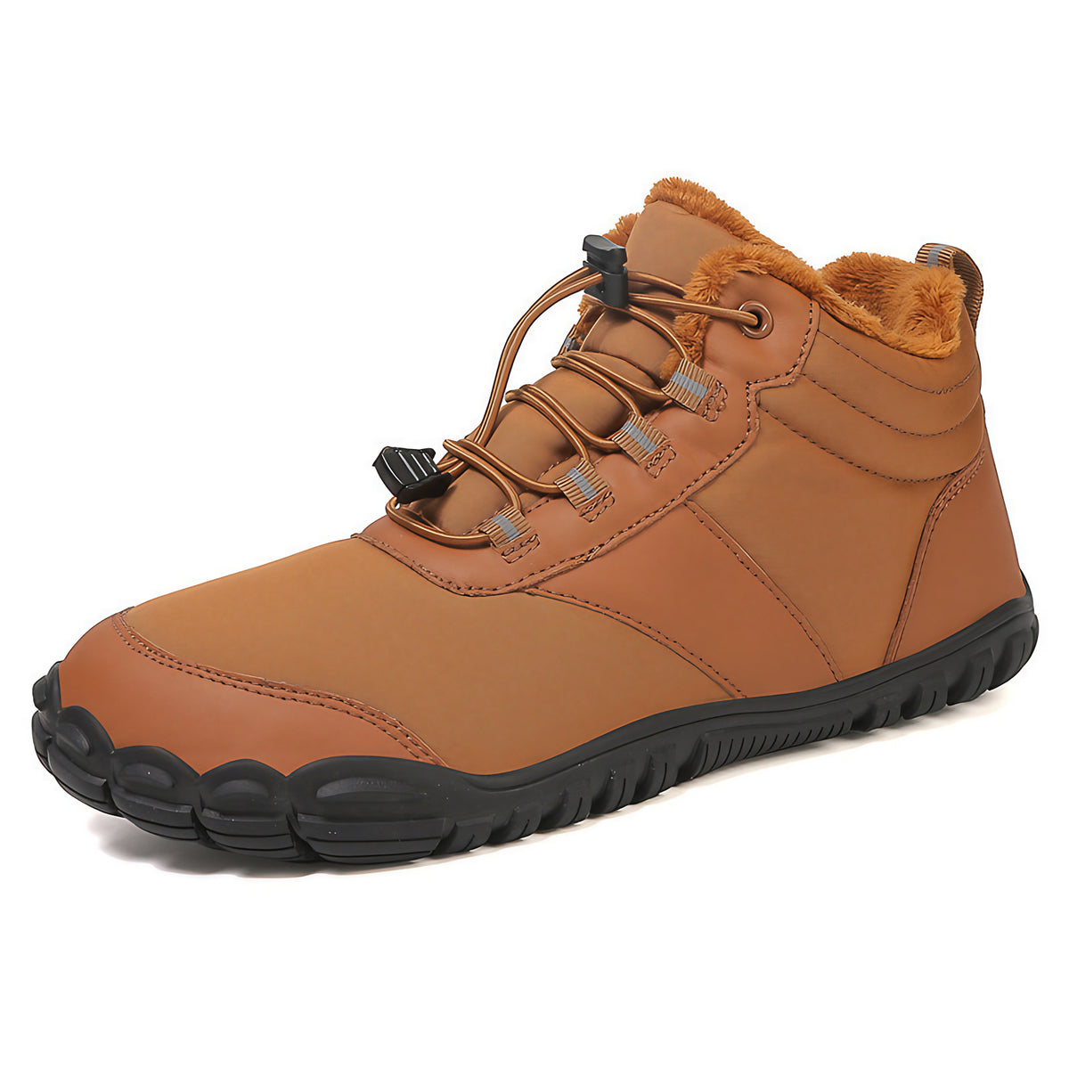 Chaussures pieds nus d'hiver imperméables et fourrées, mixtes, marron
