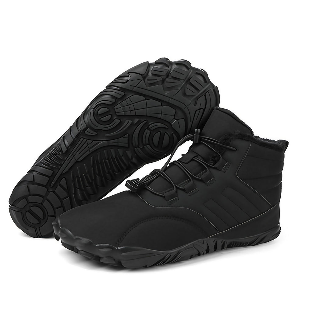 Chaussures pieds nus d'hiver imperméables, doublure polaire, noir