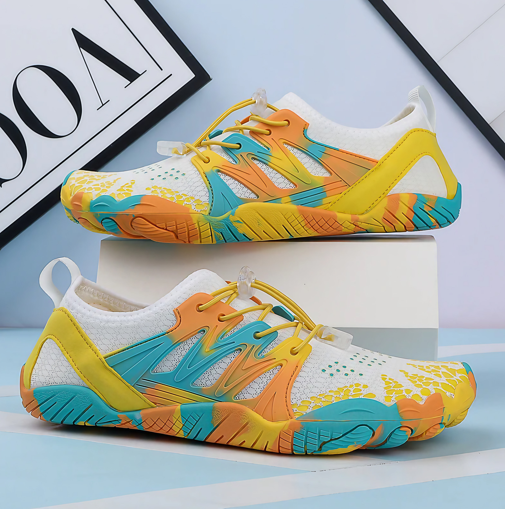 Chaussures pieds nus homme à lacets, bicolores, du 37 au 44, jaune et bleu