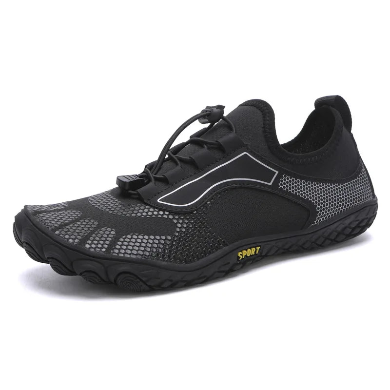 Chaussures pieds nus mixtes à enfiler, semelle en caoutchouc, noir