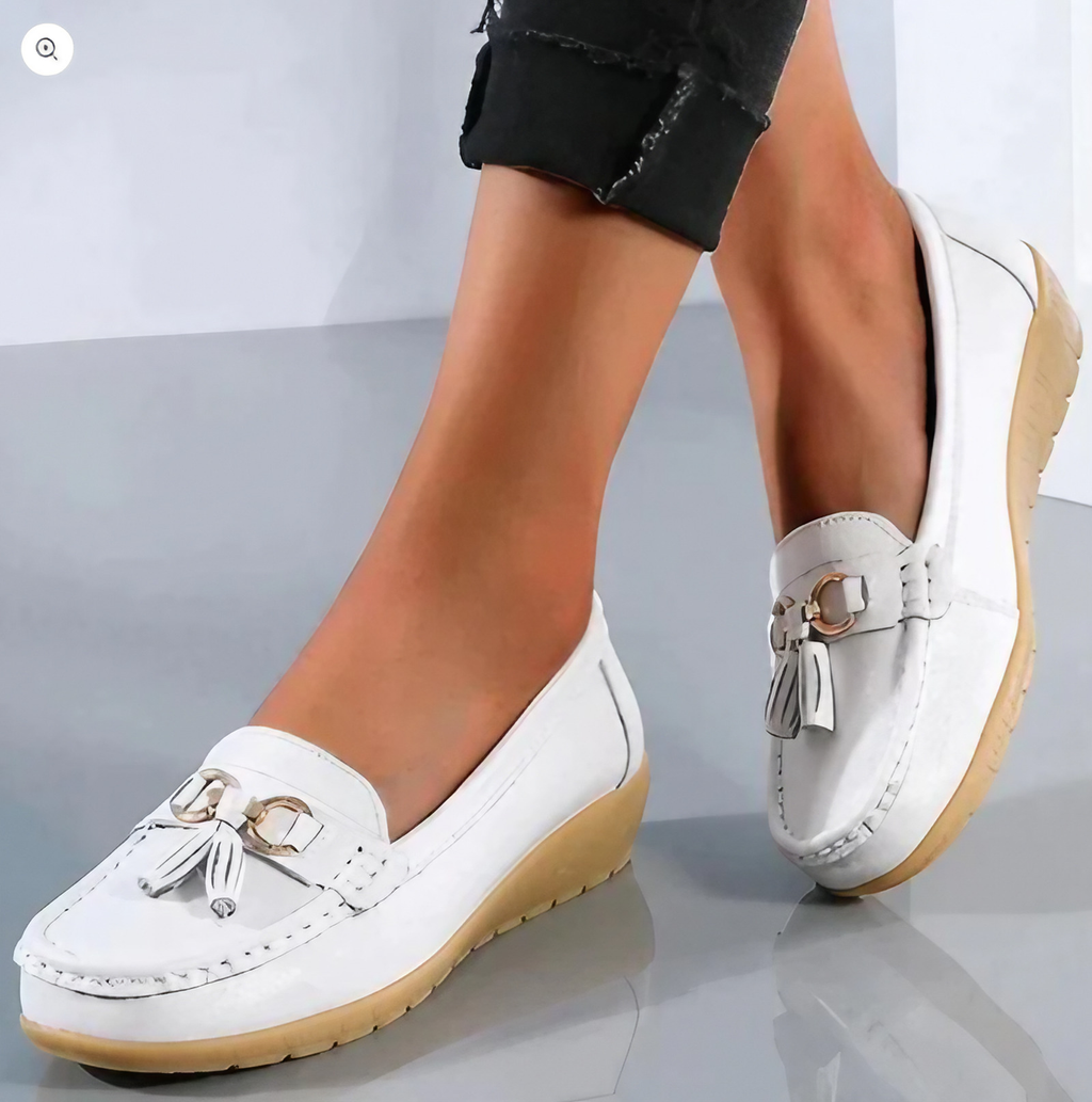 Chaussures orthopédiques femme plates, maintien de la voûte plantaire, blanc