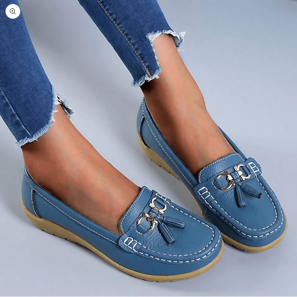 Chaussures orthopédiques femme plates, maintien de la voûte plantaire, bleu clair