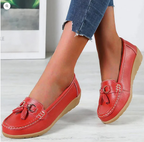 Chaussures orthopédiques femme plates, maintien de la voûte plantaire, rouge