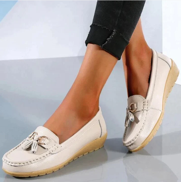 Chaussures orthopédiques femme plates, maintien de la voûte plantaire, beige