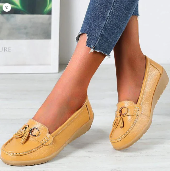 Chaussures orthopédiques femme plates, maintien de la voûte plantaire, jaune