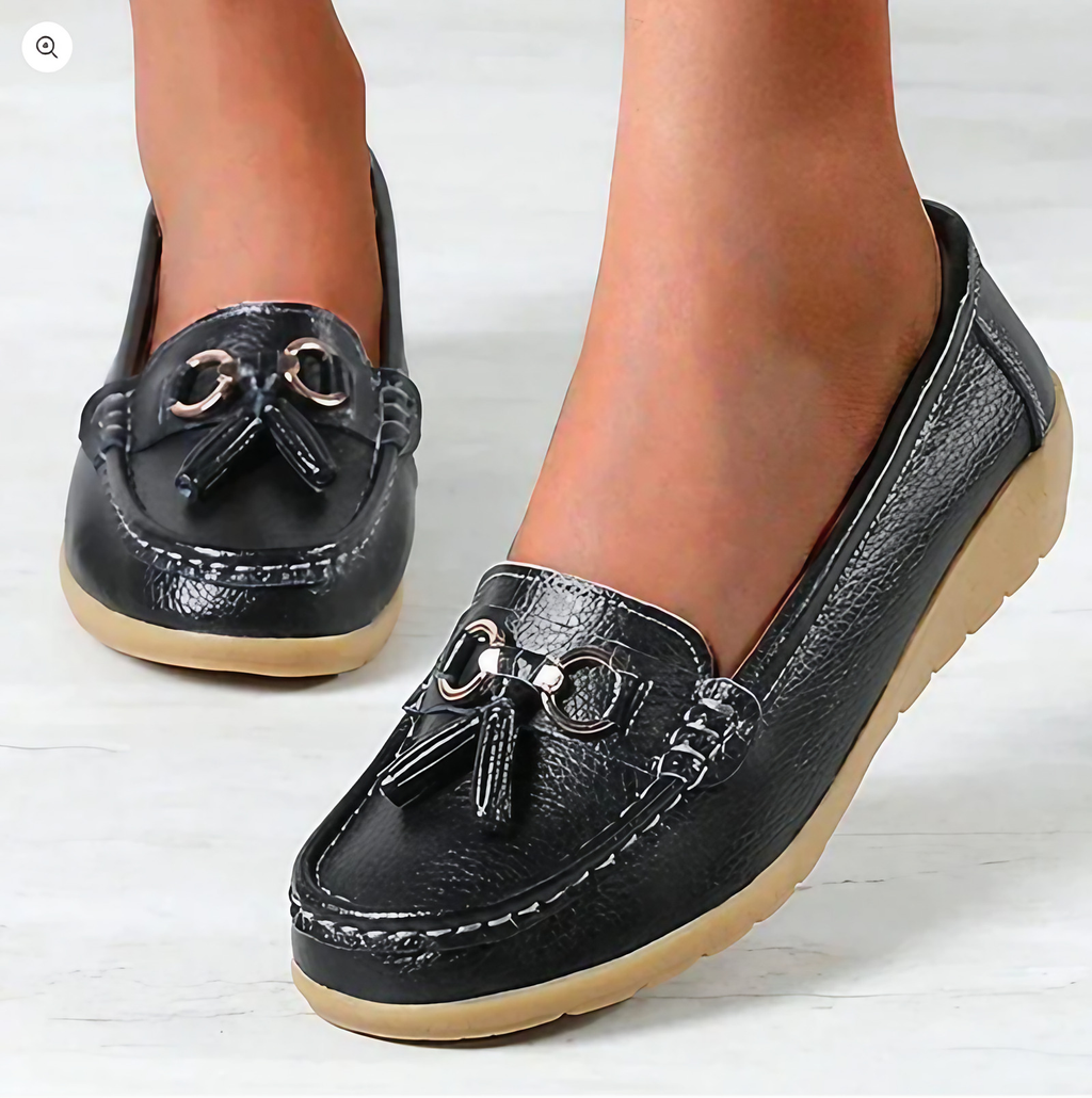 Chaussures orthopédiques femme plates, maintien de la voûte plantaire, noir