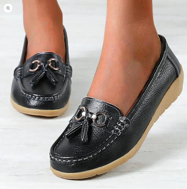 Chaussures orthopédiques femme plates, maintien de la voûte plantaire, noir