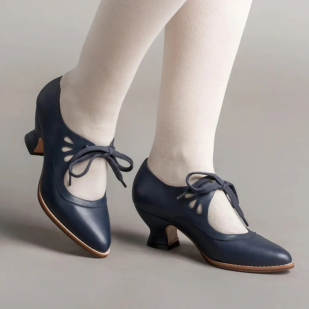 Chaussures rétro femme à petit talon, cinq coloris, du 35 au 42, bleu marine