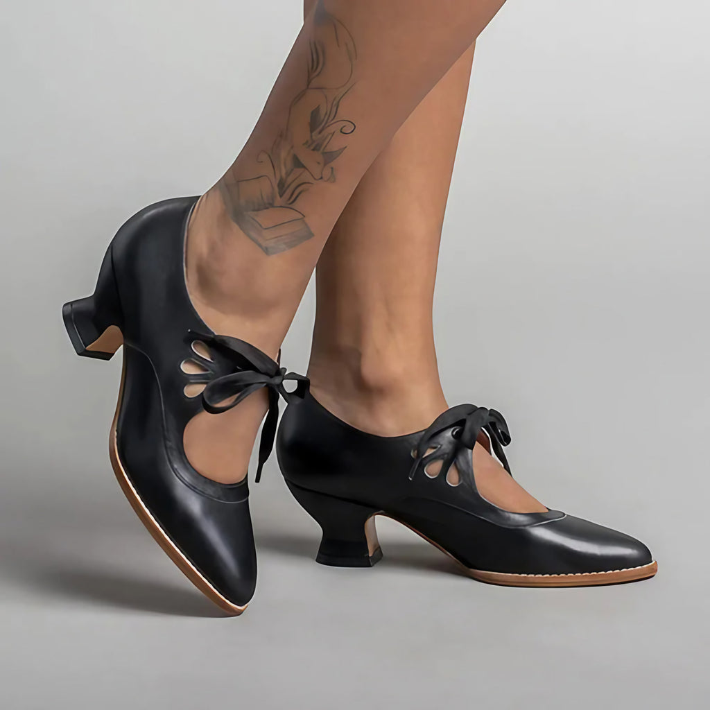 Chaussures rétro femme à petit talon, cinq coloris, du 35 au 42, noir
