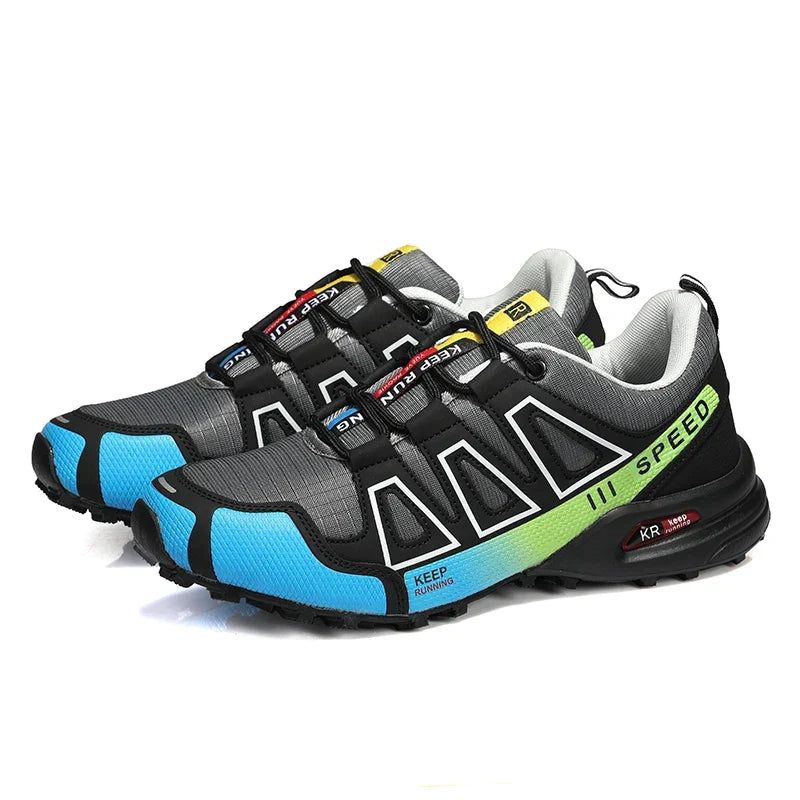 Chaussures orthopédiques de marche homme, semelle amortissante, noir et bleu