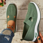 Chaussures confortables femme à enfiler, légères, neuf coloris, vert foncé