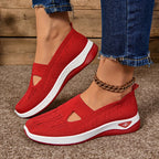 Chaussures confortables femme à enfiler, légères, neuf coloris, rouge