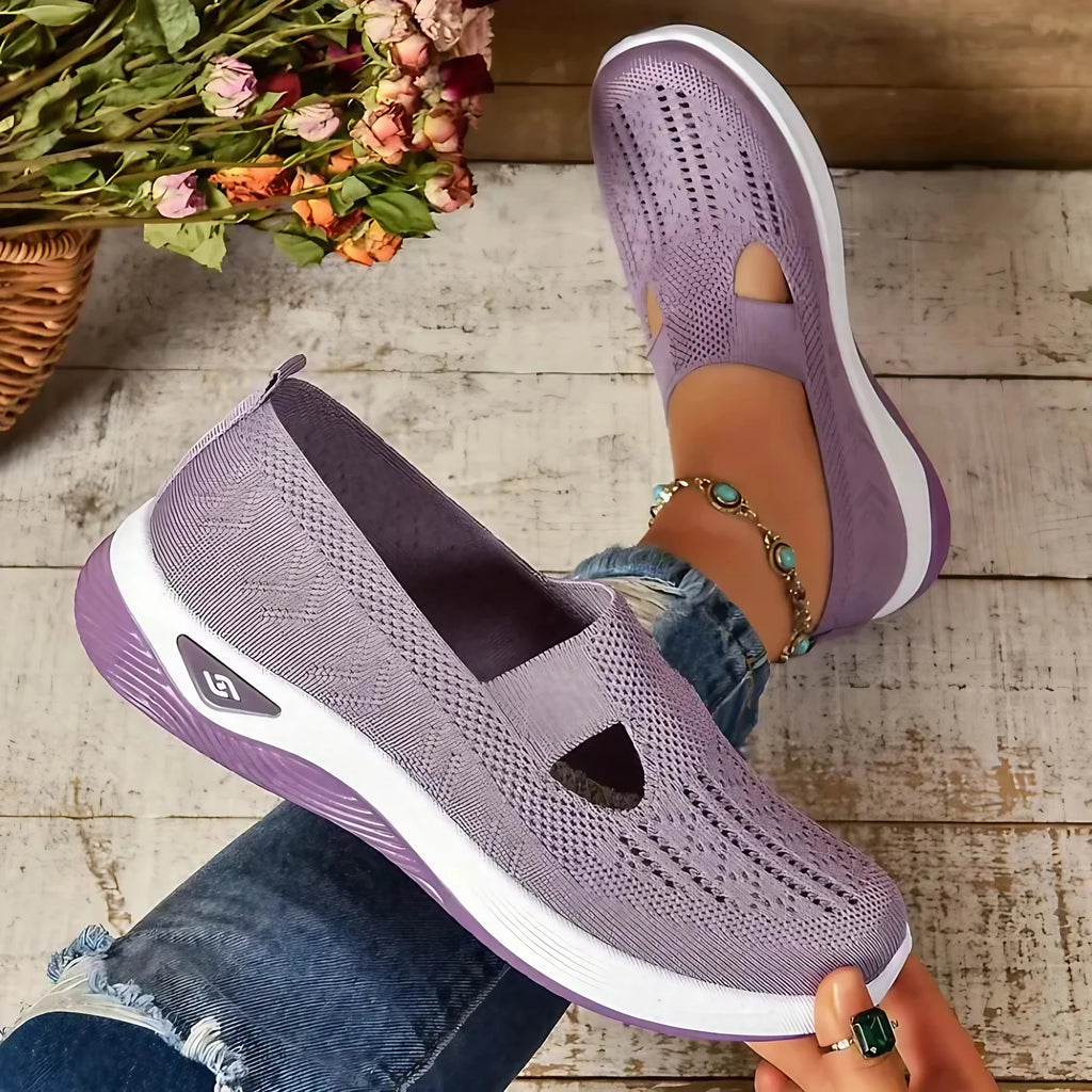 Chaussures confortables femme à enfiler, légères, neuf coloris, violet clair