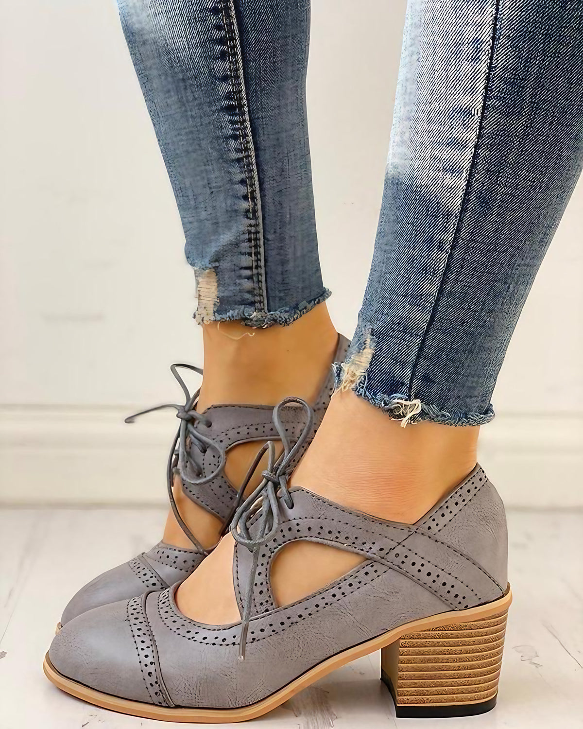 Chaussures à talons vintage femme, beige ou gris, du 35 au 43, gris