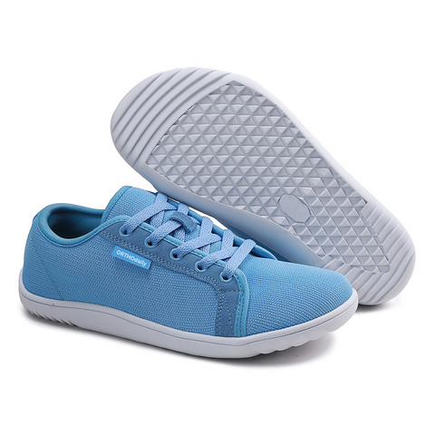 Chaussures zéro drop mixtes à chaussant large et lacets, bleu