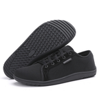 Chaussures zéro drop mixtes à chaussant large et lacets, noir