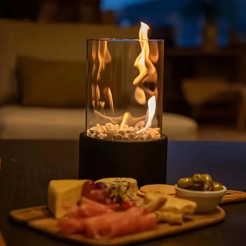 Cheminée de table à l'éthanol en verre, trois tailles