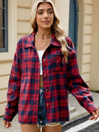 Chemise à carreaux femme, manches longues, huit coloris, rouge