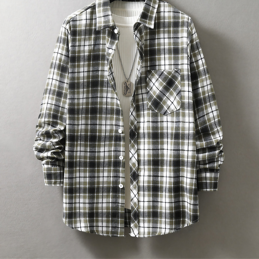 Chemise à carreaux homme, cinq coloris, du S au XL, blanc