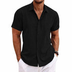 Chemise homme à manches courtes, neuf coloris, du S au 3XL, noir