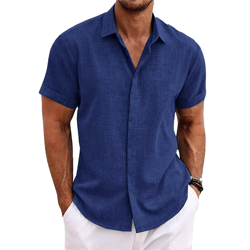 Chemise homme à manches courtes, neuf coloris, du S au 3XL, bleu foncé