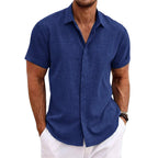 Chemise homme à manches courtes, neuf coloris, du S au 3XL, bleu foncé