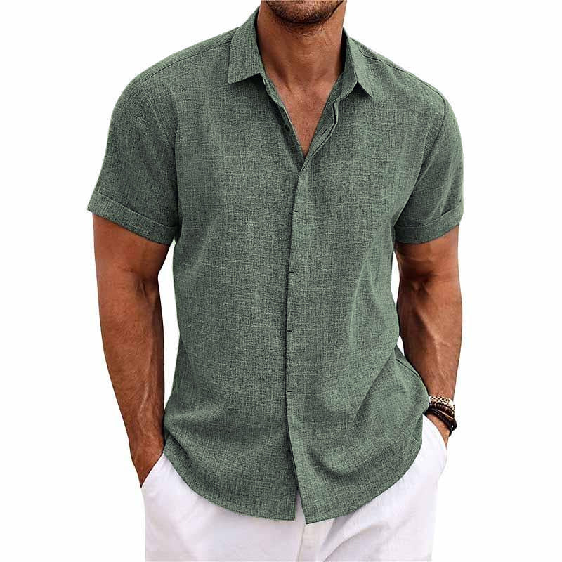 Chemise homme à manches courtes, neuf coloris, du S au 3XL, vert armée