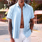 Chemise homme à manches courtes, neuf coloris, du S au 3XL